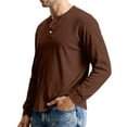 thumbnail image 4 of QHRMKOG Henley Shirts for Men Long Sleeve Classic Fit Warm Solid Color Shirt Casual T-Shirts Trendy Pullover Top Brown XL, 4 of 9