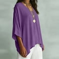 thumbnail image 4 of SOOMLON Peplum Blouses for Women Plus Size V Neck Dolman 3/4 Sleeve Shirts Loose Solid Ruched Tops Comfy Casual Clothes, 4 of 7