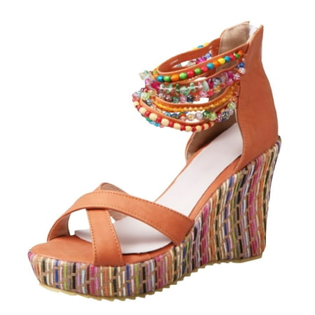 

Sandals Women Summer Women Platform Sandals New Model Bohemian Style Beaded Women Wedges Shoes