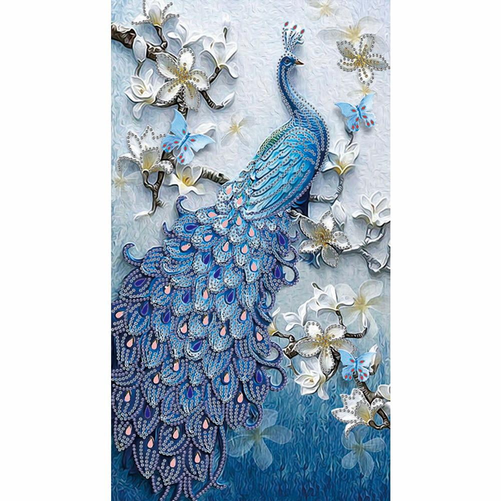 White Peacock Full Drill DIY 5D Diamond Painting Cross Stitch Kits Mosaic Bird 