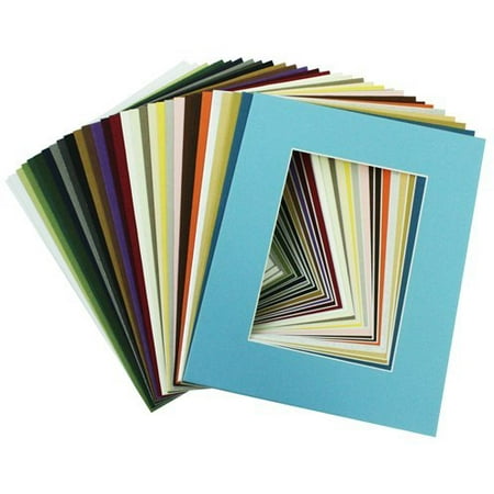 Pack of 50 sets 5x7 MIXED COLORS White Core Picture Mats Mattes Matting for 4x6 Photo + Backing + Bags