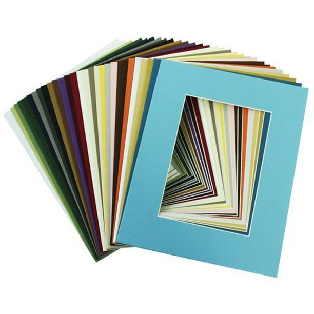 Pack of 50 sets 5x7 MIXED COLORS White Core Picture Mats Mattes Matting