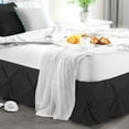 thumbnail image 2 of LINEN SHEETS- Pinch Pleated Bed Skirt, 16" Tailored Drop Pintuck Decorative, Hotel Luxury Bedskirt - 100% Microfiber -Breathable & Smooth-Twin Size-Black Solid, 2 of 5