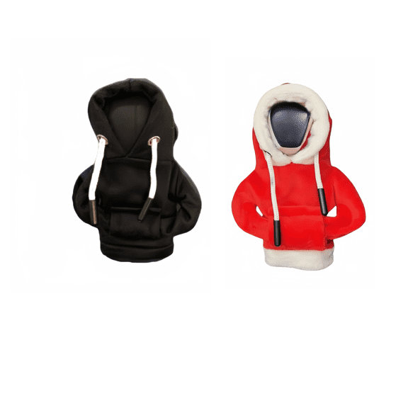 Car Gear Shift Hoodie, Universal Gear Shift Knob Cover, Hoodie For Car Shifter, Automotive Manual Interior Cute Gadgets, Car Interior Accessories And Decorations-black-Twopiece pack