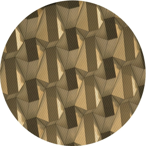 Ahgly Company Indoor Round Patterned Cinnamon Brown Area Rugs, 4' Round