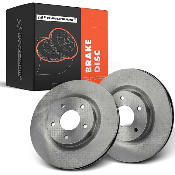 A-Premium Front Solid Disc Brake Rotors Compatible with Select Nissan Models - Sentra 2017-2019, Juke 2011-2017 2-PC Set