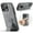 Gray, variant on ELEHOLD Case for iPhone 16, Premium Leather Case with Kickstand and Grip Strap,Black