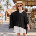 thumbnail image 2 of Ticikt Kids Girls' Knit Beach Cover Up, Hollow Crochet Poncho Sun Shawl for Swimwear 7-12Y, 2 of 8