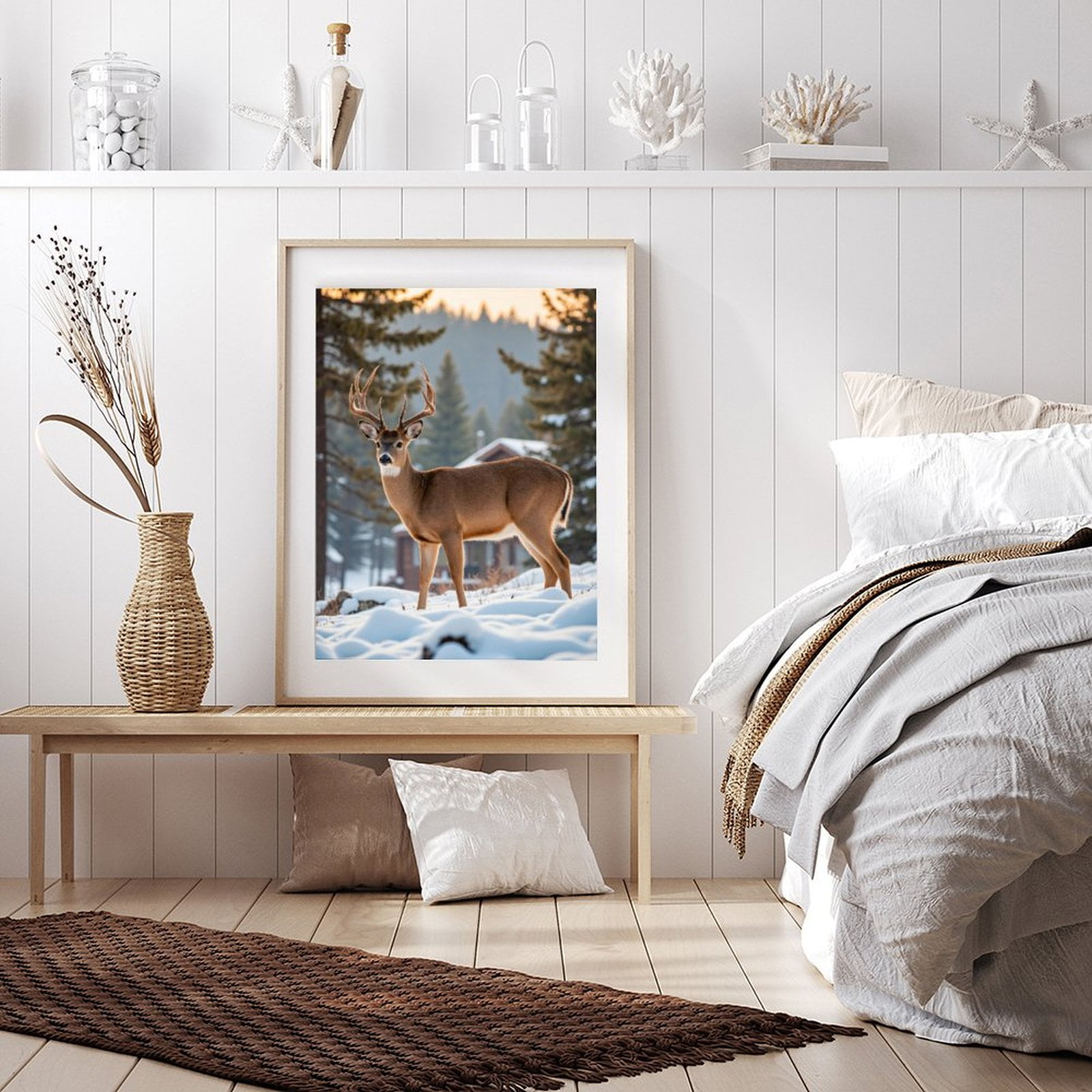 Diamond Art Kits for Adults - 5d Deer In Winter Woodland Scene Diamond Painting for Adults, Diamond Art for Adults Beginners, Diamond Painting Kits for Adults for Home Wall Decor