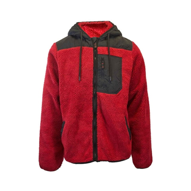 Jack & Jones Veste Rouge pour Homme Authentique en Sherpa Peluche Teddy (S02)