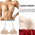 thumbnail image 6 of Womens Low Plunge Push Up Bra with Clear Straps Low Cut Convertible Underwire Padded Cleavage Bra, 6 of 8