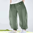 thumbnail image 5 of Lenpel Children's Summer Pants Girls Boys Lightweight Elastic Waist Mesh Wide Leg Pants Baggy Casual Joggers with Pockets 2-15 Y, 5 of 5