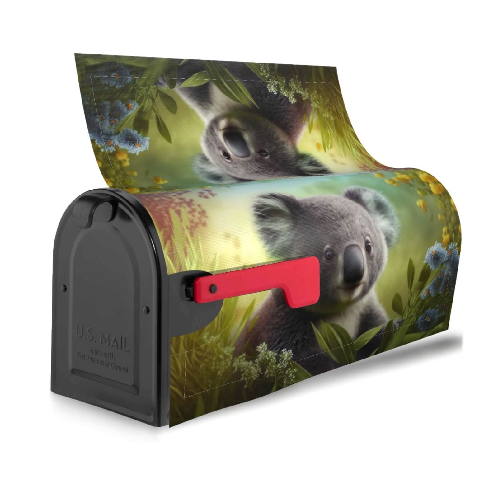 Gukieu Daisy Koala Print Magnetic Mailbox Cover, Sun-proof and Waterproof Home Yard Mailbox Cover-21x18 in