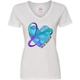 thumbnail image 3 of Inktastic Suicide Prevention Awareness Purple and Teal Heart Ribbon Women's V-Neck T-Shirt, 3 of 5