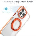 thumbnail image 2 of Rotatable Stand Case for iPhone 15 Plus, [Metal Ring Invisible Stand] [Clear Non-Yellowing] Slim Clear Case with Holder Miitary Grade Protection Phone Cover for iPhone 15 Plus, Orange, 2 of 8