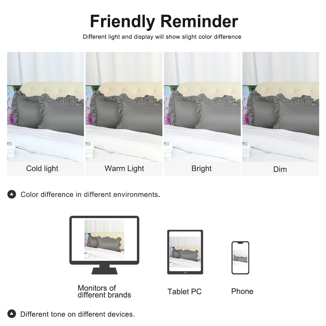 Unique Bargains 2-Piece Satin Ruffled Edge Pillowcases, Standard, Deep Grey