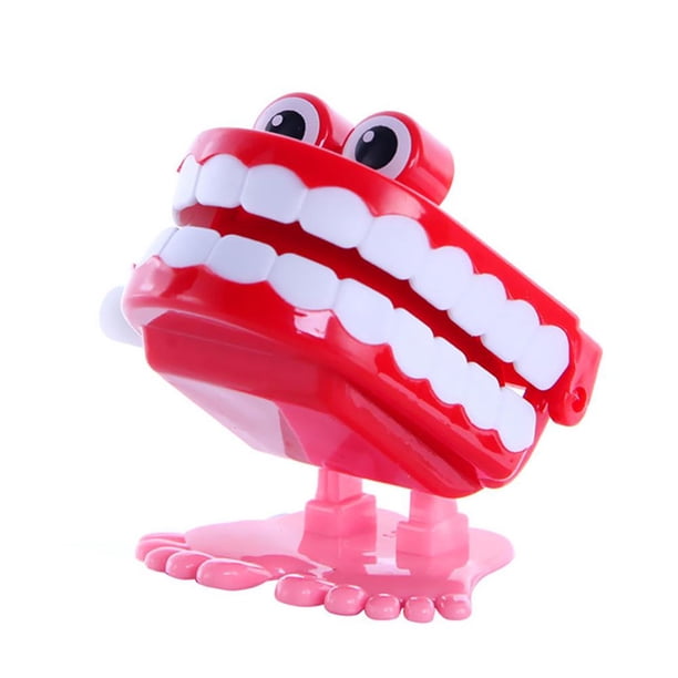 WDOplteas Wind Up Clockwork Toy Chattering Funny Walking Teeth Mecánicos (Rojo)