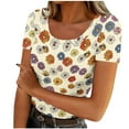 thumbnail image 1 of Camisetas Casuales de Manga Corta de las Mujeres de Color Sólido Cuello Redondo Superior, Blusa Ligera de Poliéster para Verano Primavera Diario, Fiesta Y Hogar, 1 of 4