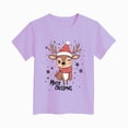 thumbnail image 4 of sdbrld Kids Xmas Shirts for Girls Merry Christmas Short Sleeve Funny T-Shirt Tops for Holiday Party Clothes Purple Sizes 5-6 Years, 4 of 4