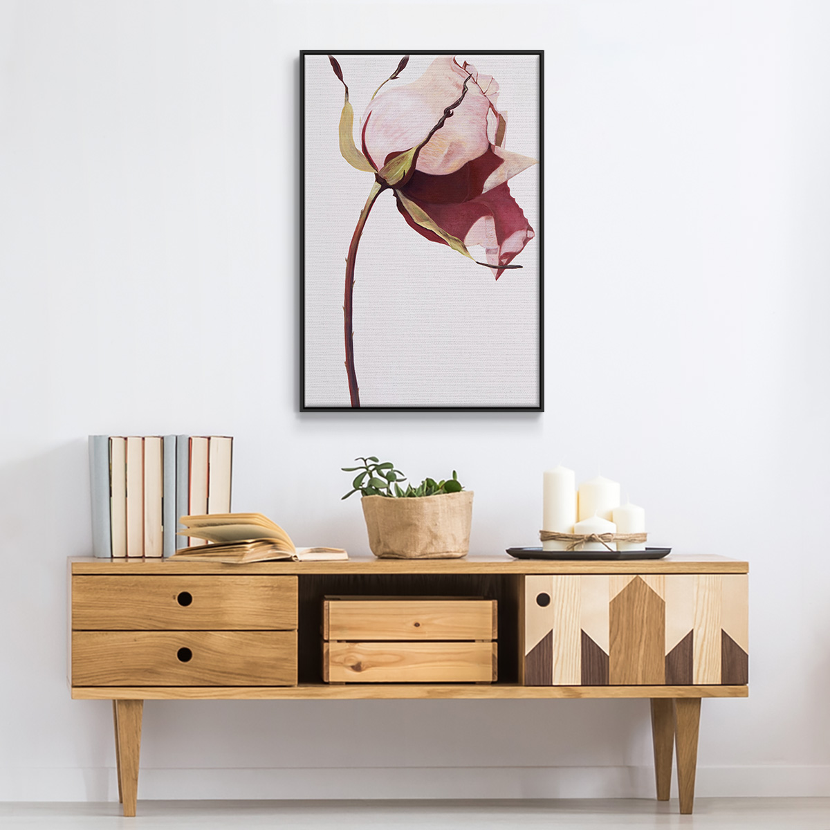 Love Is A Rose I Framed Premium Gallery Wrapped Canvas - Ready to Hang - 17 x 25 - Black Floating Frame