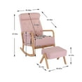 thumbnail image 3 of Polyester Upholstered High Backrest Accent Glider Rocker Chair With Ottoman Pink, 3 of 5
