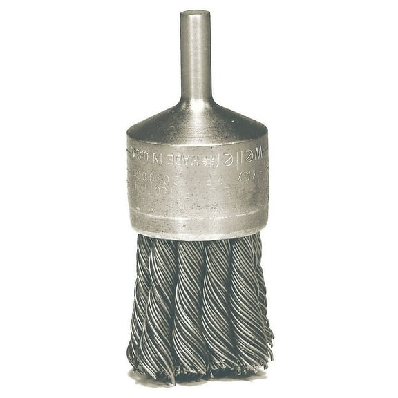 Hollow-End Knot Wire End Brush, Stainless Steel, 22,000 rpm, 1 1/8" x 0.014"