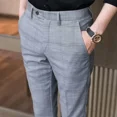thumbnail image 3 of Pantalones de verano para hombre, rectos, 9 pantalones cortos, pantalones de traje para hombre, a cuadros, antiarrugas, sastrería, ropa informal fina y barata de diseñador, 3 of 5