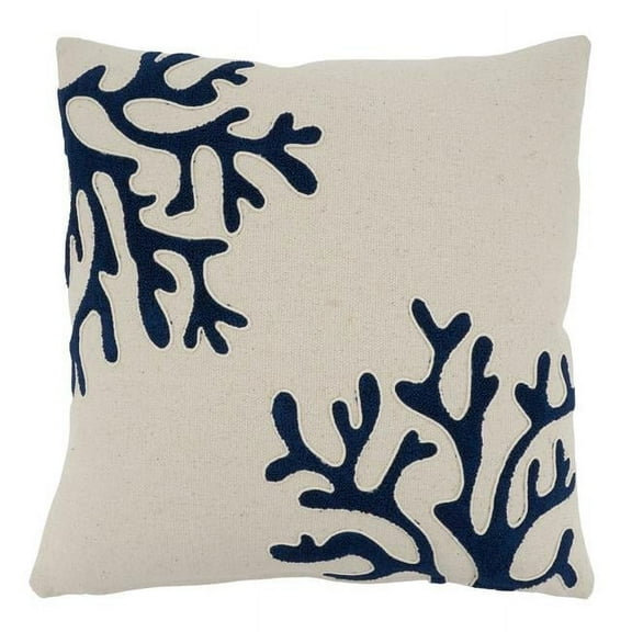 SARO 344.I18SC 18 in. Square Ivory Coral Design Throw Pillow Cover