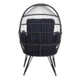 thumbnail image 4 of Al Fresco Egg Chair Wicker Outdoor Indoor Oversized Large Lounger with Stand Cushion - Navy Color, 350lbs Capacity, Patio, Garden, Backyard, Balcony, 4 of 9