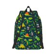 thumbnail image 6 of Rocae Dinosaurs and Tropical Leaves and Flowers for Durable Canvas Backpack Leisure Large Bag Travel Rucksack Multi-function Backpack Medium, 6 of 8
