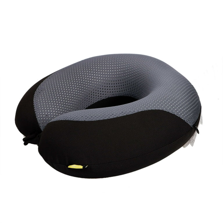 Sutton Home Fashions Rejuve Health Wellness Memory Foam Travel Neck Pillow Charcoal Black