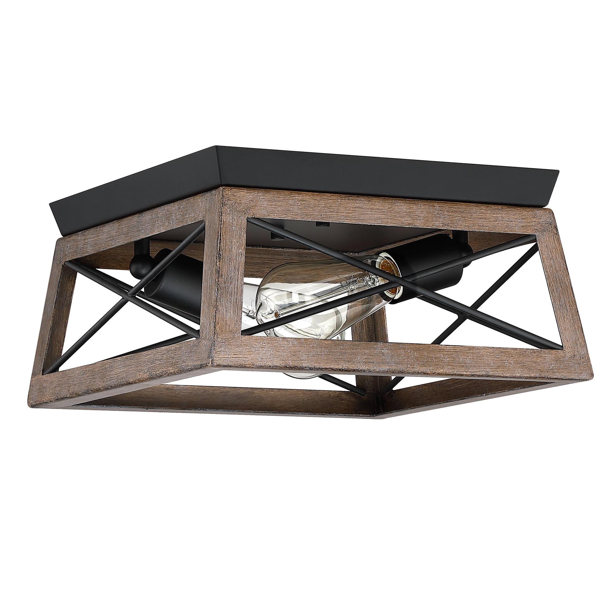 2-Light Farmhouse Flush Mount Ceiling Light Metal Light Fixture for Kitchen, Hallway, Bedroom, Living Room, Foyer