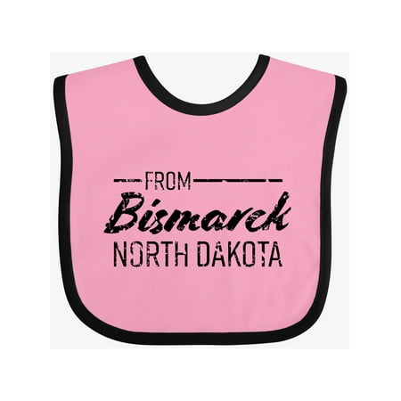 

Inktastic From Bismarck North Dakota in Black Distressed Text Gift Baby Boy or Baby Girl Bib