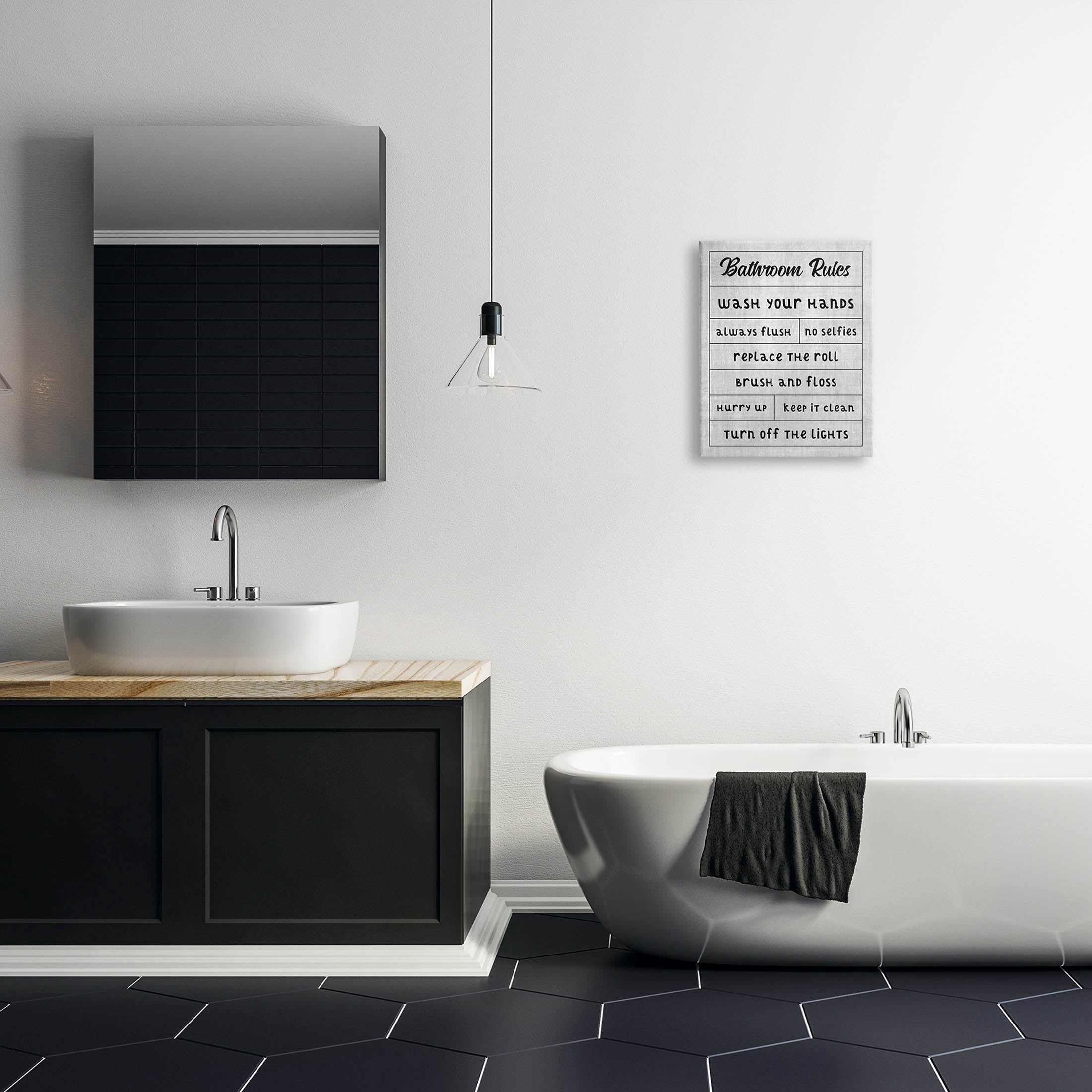 Stupell Industries Bathroom Rules Checklist Graphic Art Gallery Wrapped Canvas Print Wall Art, Design by CAD Designs