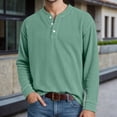 thumbnail image 2 of Tee Shirts Mens Long Sleeve Crew Neck Henley Shirts Lightweight Green Shirts with Button Mens Hiking Shirt, 2 of 4