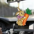 thumbnail image 3 of Easter Decorations Bunny Holding Carrot Acrylic Car Mirror Charm 2D Cute Rabbits Pendant Home Decoration Rearview Mirror Ornament Spring Holiday Decor Gift, 3x2.2", 3 of 7