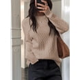 thumbnail image 3 of Women Casual Trendy Classic Pullover Sweaters Fall Outfits Khaki S, 3 of 6