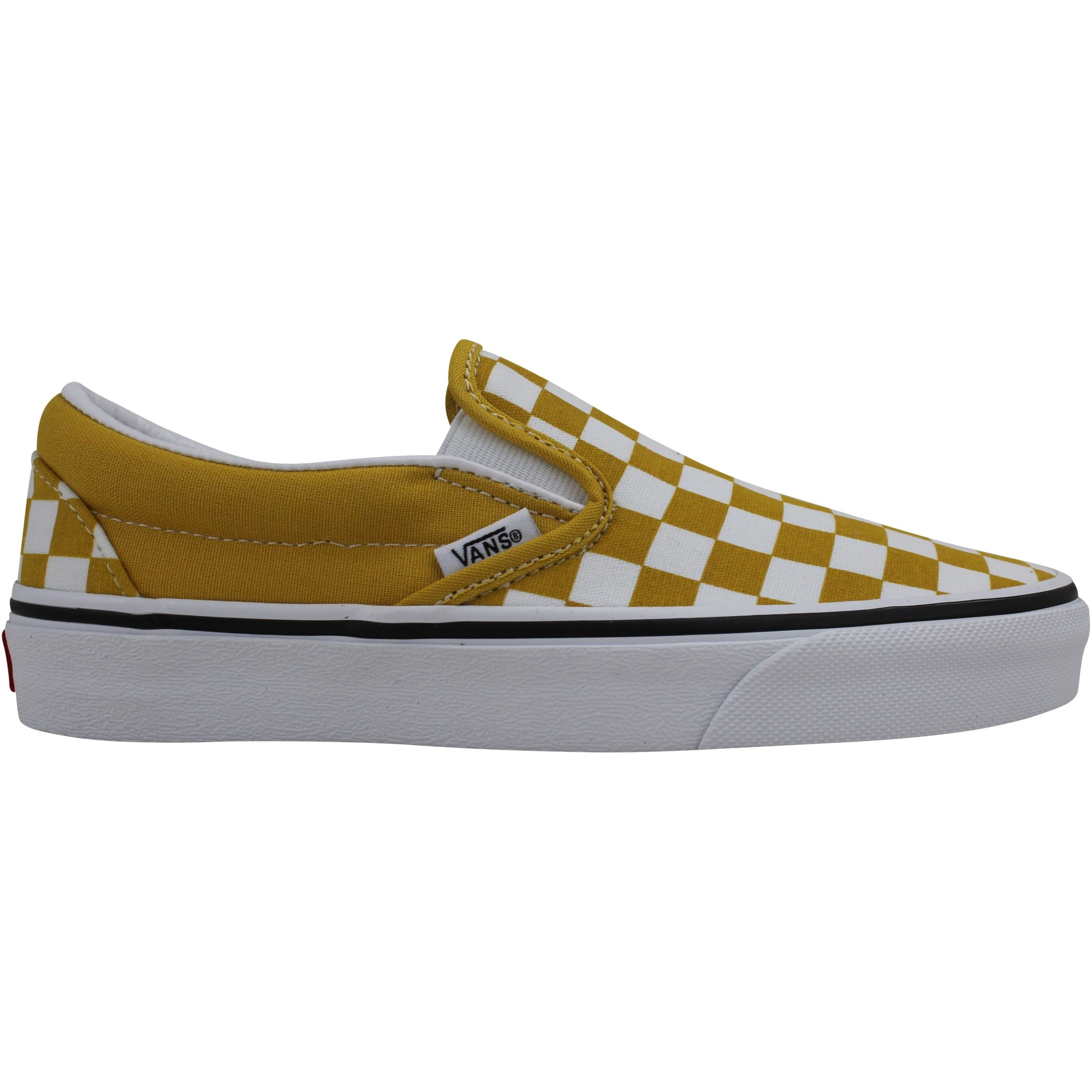 Vans Classic Slip-on checkerboard sneakers in white and yellow