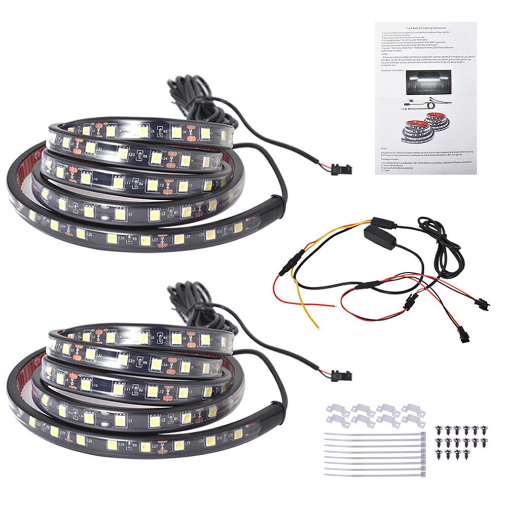 2 Pieces 60" White LED Pickup Truck Bed Light Kit w/Switch Super Bright
