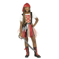 Fun World Inc. Queen Of Seas Pirate Halloween Fantasy Costume Female, Child 4-10, Red