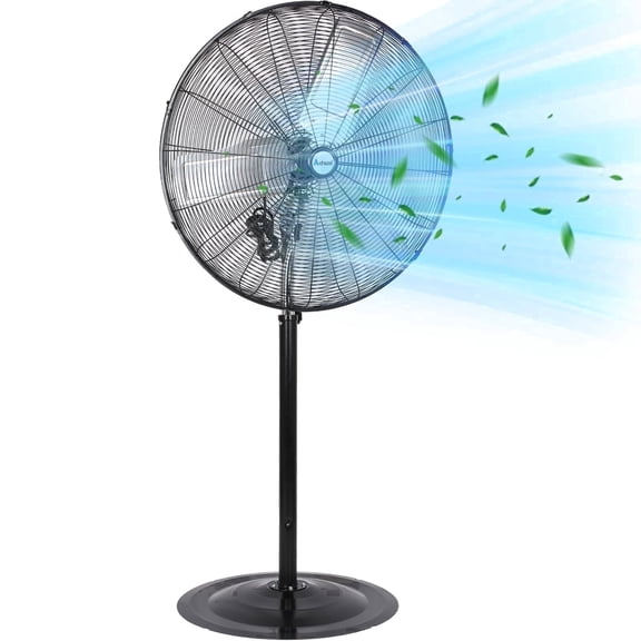 Achazel 30" Oscillating Pedestal Fan, 3 Speeds Industrial Standing Fan with Aluminum Blades Adjustable Height for Commercial Warehouse Garage