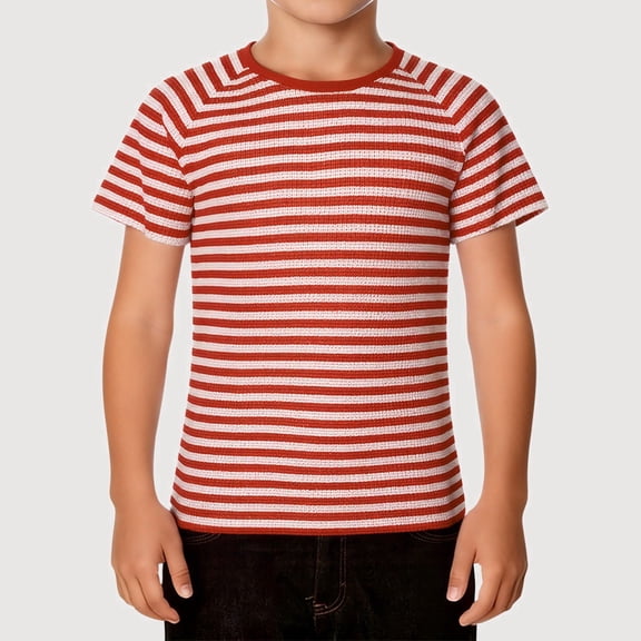 Gyujnb Carnival Striped Print Raglan Short Sleeve Top Comfortable Casual Tee for Kids (Baby,Little Boys),9