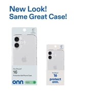 onn Protective Gel Phone Case for iPhone 16 - Clear