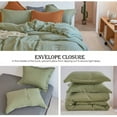 thumbnail image 4 of Simple&Opulence 100% Linen Duvet Cover Set 3pcs Natural French Basic Style Washed Flax Solid Color Breathable Soft Farmhouse Bedding with Button Closure (Sage Green, Queen), 4 of 8
