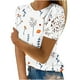thumbnail image 2 of Fiudx Ofertas de La Semana Mujer Estampado Cuello Redondo Encaje Ahuecado Manga Corta Pulóver Blusa Camiseta Tops, 2 of 5