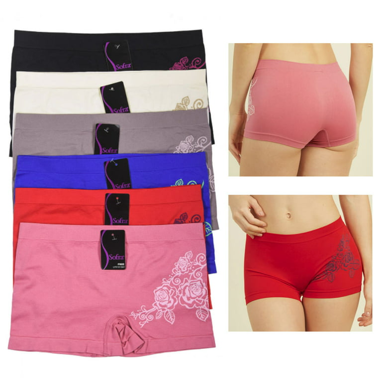 6 Pack Seamless Boyshorts Womens Underwear Panties Spandex Booty