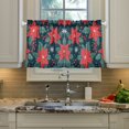 thumbnail image 2 of Yayeee Kitchen Curtains Tier Pair Light Filtering 27"x24" Rod Pocket Short Cafe Window Panel, Red Christmas Leaves, 2 of 7