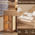 thumbnail image 6 of 40" Vanity Desk With Mirror & Lights, Makeup Vanity With Glass Top & Storage Drawer & Glass Cabinet, 3 LED Light Modes, Power Outlet For Bedroom, 6 of 9