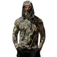 thumbnail image 2 of Men Hooded Long Sleeve Sun Protection Jacket Camouflage Print Lightweight Pullover Outdoor Casual Top with Zipper Pocket, 2 of 7