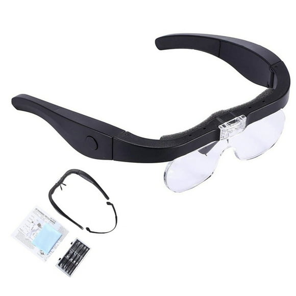 Loupe Rechargeable, Loupe de Tête, Loupe de Lunettes pour Lecture et Loisirs avec 2 Lumières LED et Lentilles